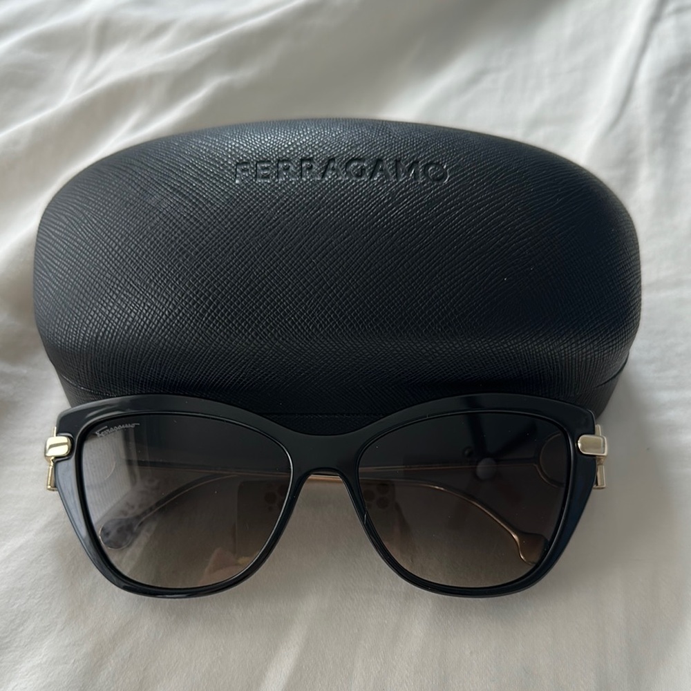 NEW Ferragamo Black Cat Eye Sunglasses